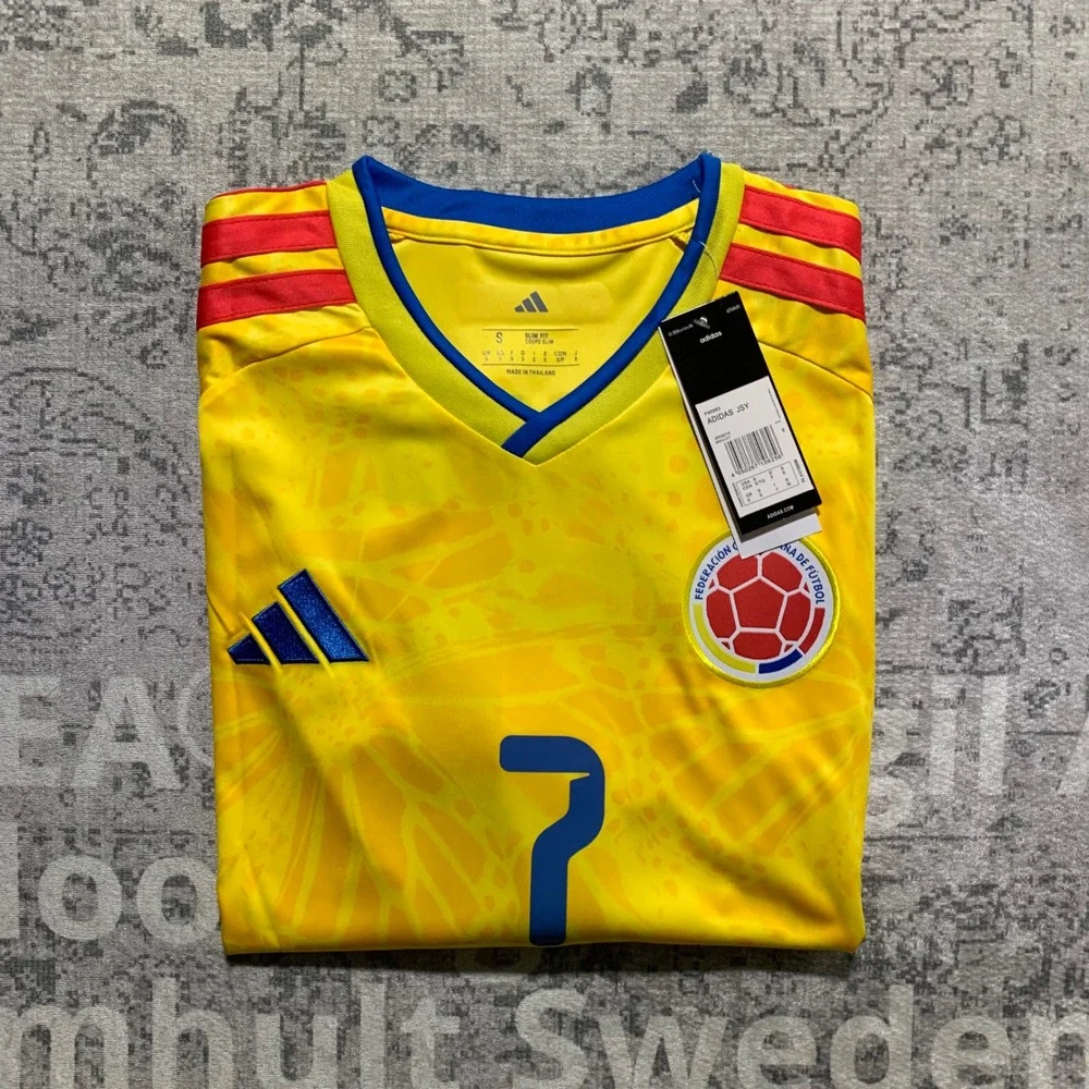 Adidas Colombia Luis Diaz 7 Soccer Jersey Mens Small Yellow New Home Kit